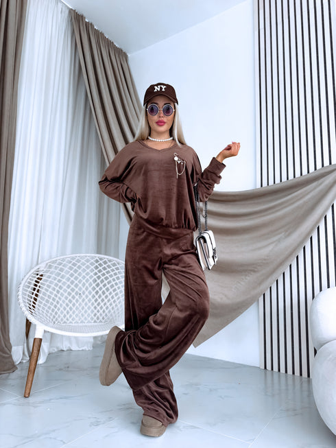 PLUS SIZE velvet set "TODAY 119769" - CHOCO